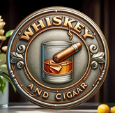 Vintage Aluminum Whiskey and Cigar Metal Sign Decor